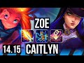 ZOE vs CAITLYN (MID) | 10/1/7, 1500+ games, Legendary | NA Diamond | 14.15