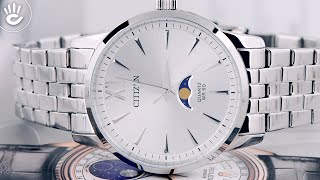 Review đồng hồ Citizen AK5000-54A tính năng lịch trăng sao nổi bật trên nền mặt số size 42mm