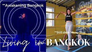 Living in Bangkok //Walking around Bangkok old town//Awakening  Bangkok light show event// Muaythai