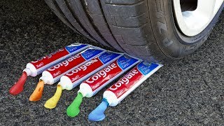 Crushing Crunchy & Soft Things by Car! - EXPERIMENT: RAINBOW TOOTHPASTE VS CAR