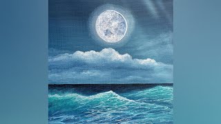 #shorts | moonlight seascape painting #shortsart #drawing