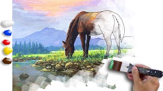 Acrylic Painting Landscape with a Horse / Time-lapse / JMLisondra