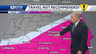 Dangerous travel and dangerous cold in Alabama's weather forecast through Wednesday morning