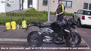 Apply an ACF50 treatment to a motorcycle like a pro