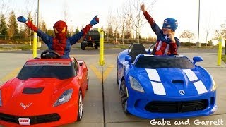Power Wheels Racing - Spiderman vs Captain America Full Race HD!