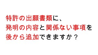 発明の内容にほとんど関係ない事項なら特許出願書類に後から追加できますか？