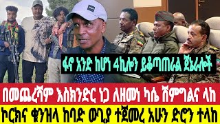 ሰበር እስክንድር ለዘሜ ሽምግልና ላከ ፋኖ አንድ ከሆነ 4ኪሎን ይቆጣጠራል ጀኔራሎች አመኑ ኮርክ ቋንዝላ ከባድ ውጊያ ዛሬ ጥር 4/5/2017