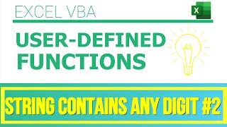 Excel VBA - User-Defined Functions|String Contains Any Digit #2