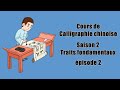 Cours de calligraphie chinoise S2E2 : exercice 1 三 chiffre 3, three