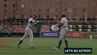 HOU@BAL: Gurriel scrapes the wall with a two-run jack