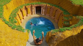 Build Water Slide Down Underground Swimming Pool Around Secret Underground House