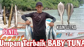 Cara membuat umpan Ikan Baby Tuna || Rangkaian Kail dan Bulu Sutera