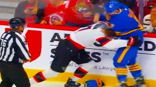 Brady Tkachuk Dennis Gilbert Fight | Ottawa Senators vs Buffalo Sabres 2025 NHL Highlights