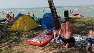 Siófok Balaton Hungary HU walking the hotel and Camping row - free beach part 3