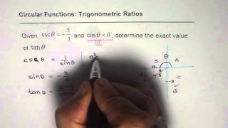 Given csc Find tan trigonometric Ratio