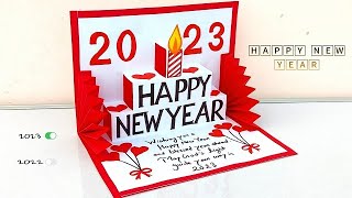 Happy new year card making handmade 2023 / DIY New year pop up greeting card / Easy new year card