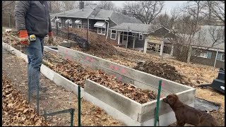 Starting to install Concrete Raised Beds in the Garden