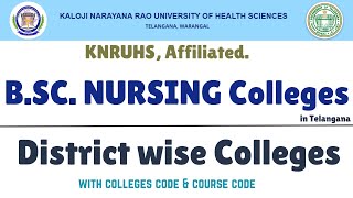 KNRUHS District wise, B.SC. NURSING Colleges list #knruhs #bscnursing #bscnursingcounselling #bsc