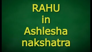 RAHU in ASHLESHA/cancer Hindi Vedic astrology