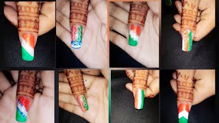 Tricolour nail art for independence day 2023 #naildesigns  #nailart #indian #15august  #trending
