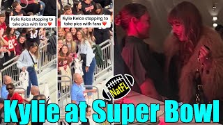 Kylie Kelce poses with fans outside Caesars Superdome after Night Out with Taylor Swift