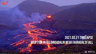 2021.03.21 Timelapse of Eruption in Geldingadalir near Fagradalsfjall