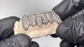 Bottom 6 VS+ Natural Diamond Grillz made in White Gold | Luxe Grillz