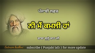 ਨੀ ਮੈੰ ਕਮਲੀ ਹਾਂ , bulleh shah shayari , Punjabi Shayari , Punjabi lafz