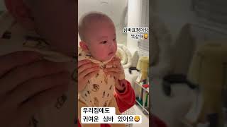 (4개월아기)우리집에도 귀여운 심바있어요🦁 표정이 똑같애요! #4개월아기 #아기 #신생아 #신생아놀이 #심바 #라이언킹 #귀여운아기 #cutebaby