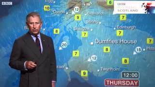 Prince Charles presents the weather at BBC Scotland