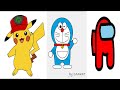 Pikachu | Doremon | Amongus | Python programming | How to make cartoon by python programming |