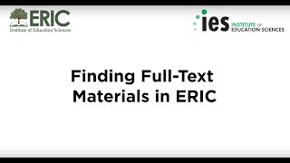 Finding Full-Text Materials in ERIC