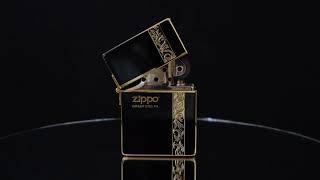 【ZIPPO 1935バーチカルアラベスク】ブラック＆ゴールド【喫煙具のハヤミ】