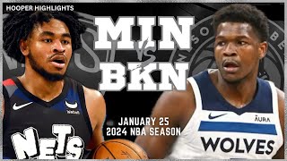 Minnesota Timberwolves vs Brooklyn Nets Full Game Highlights | Jan 25 | 2024 NBA Season