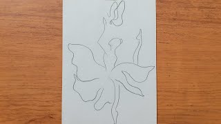 Minimal Drawing Beautiful  آموزش نقاشی مینیمال دختر و پروانه