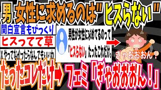 【3万いいね】男「男性が女性に求めてるのって『ヒスらない』たったこれだけ」 ➡ツイフェミさん「ぎゃおおおおん！」【ゆっくり ツイフェミ】