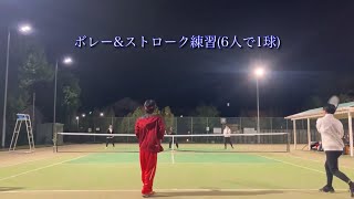 6人でボレー&ストローク練習:Volley & Stroke Practice