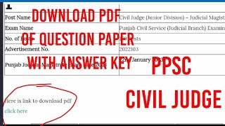 CIVIL judge question paper PDF with answer key Punjab public service commission PPSC JUDGE PAPER