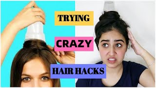 Trying out 5 minute crafts hair hacks | Kiran Matharu