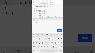 print ASCII code of characters #c programming #shorts # coding guru 😎