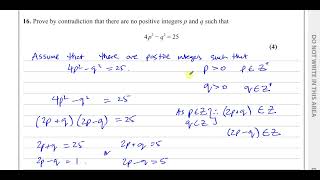 [P4], Edexcel, (GCE), 9MA0/01, A2, (UK), Pure Maths (Paper 1) OCT 2020, Q16, Proof by Contradiction