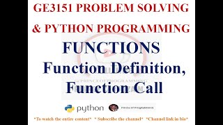 FUNCTIONS IN PYTHON | BUILT-IN FUNCTIONS | GE3151 PROBLEM SOLVING AND PYTHON PROGRAMMING NOTES