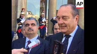 FRANCE: LEBANESE PRIME MINISTER HARIRI MEETS CHIRAC