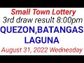 STL - QUEZON,BATANGAS,LAGUNA August 31, 2022 3RD DRAW RESULT