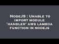 NodeJS : Unable to import module 'handler' aws lambda function in nodejs