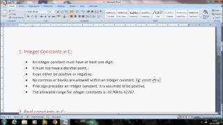 C Programming tutorial - Part 6 C Constant .
