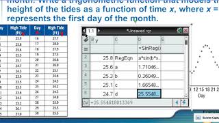 4-4 Example 7 Modeling Data Using a Sinusoidal Function