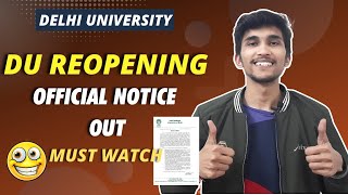 DU REOPEN OFFICIAL NOTICE OUT 2022| DU REOPENING FROM 17TH FEB| @tushartalkspodcast