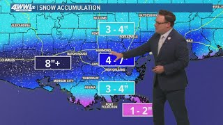 5 PM Winter Weather Update: New Orleans metro area will likely see 4-7 inches of snow