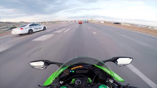 Lane Splitting Through Highway Traffic On A Superbike